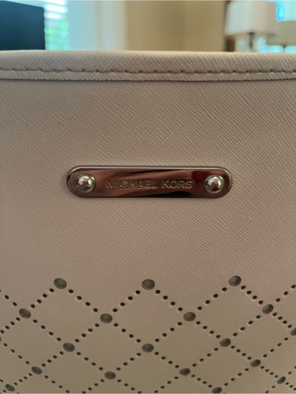 Michael Kors White Perforated Leather Tote - Picture 2 of 6